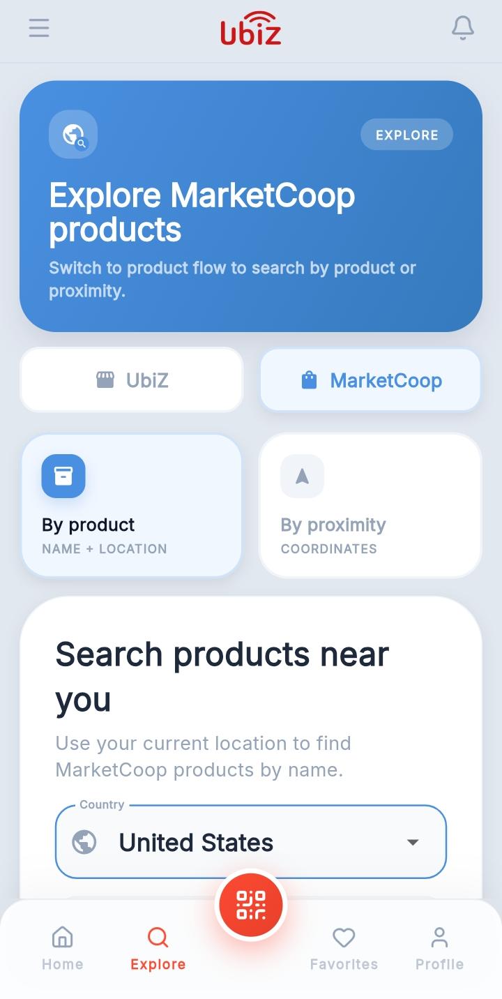UbiZ users screen
