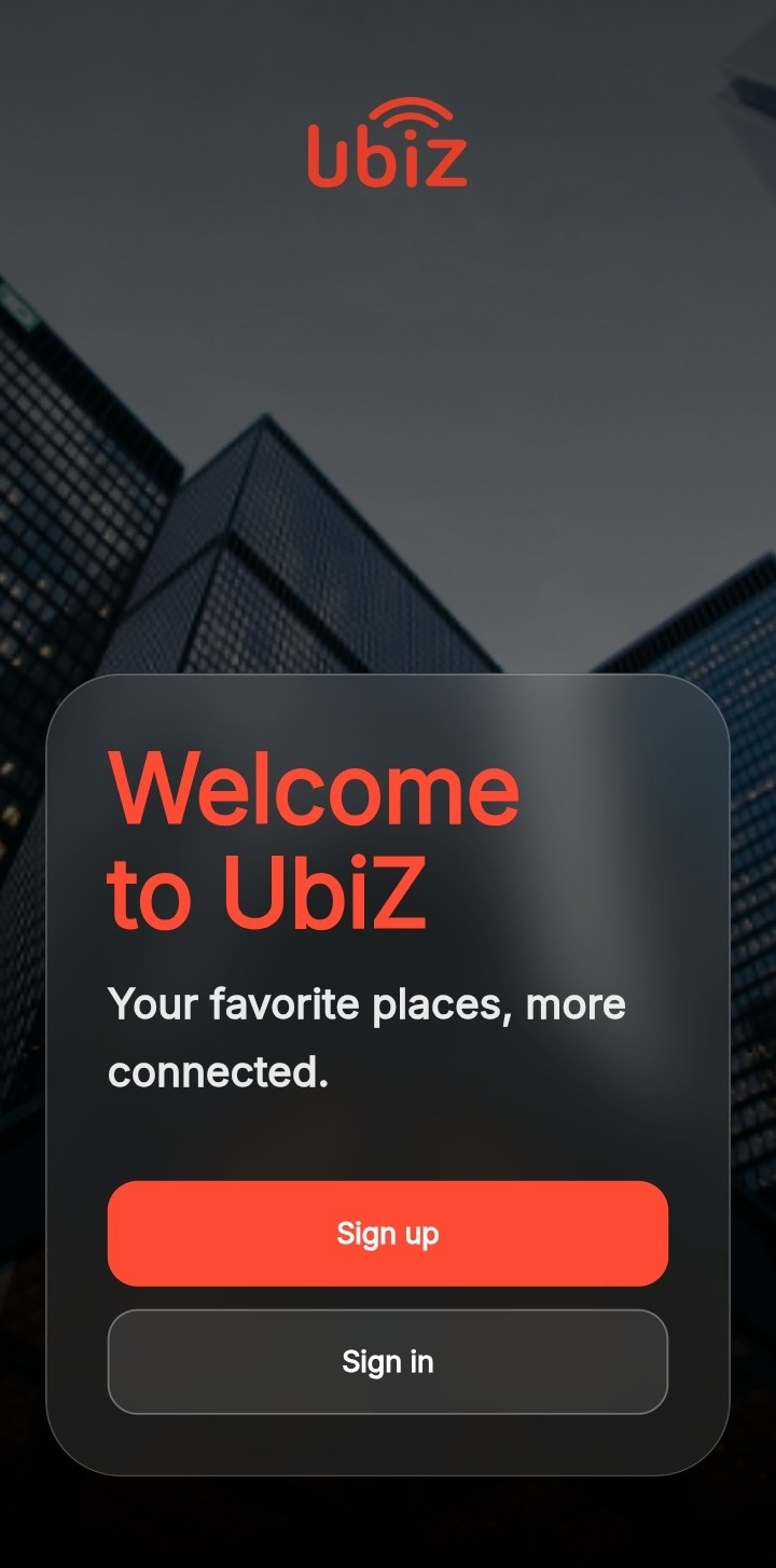 UbiZ home screen